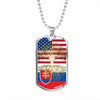 Slovak Roots American Grown Slovakia America Flag Luxury Dog Tag Necklace