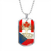 Czech Roots Canadian Grown Czech Republic Canada Flag Luxury Dog Tag Necklace