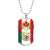 Mexican Roots Canadian Grown Mexico Canada Flag Luxury Dog Tag Necklace