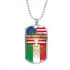 Italian Roots American Grown Italy America Flag Luxury Dog Tag Necklace