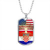 Croatian Roots American Grown Croatia America Flag Luxury Dog Tag Necklace