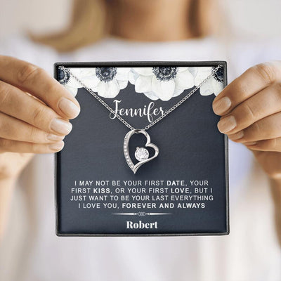 Personalized Gift card First Date First Kiss Forever Love Necklace