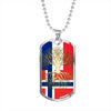 Norwegian Roots French Grown Norway France Flag Luxury Dog Tag Necklace
