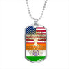 Indian Roots American Grown India America Flag Luxury Dog Tag Necklace