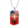 Albanian Roots American Grown Albania America Flag Luxury Dog Tag Necklace