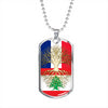 Lebanese Roots French Grown Lebanon France Flag Luxury Dog Tag Necklace