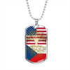 Czech Roots American Grown Czech Republic America Flag Luxury Dog Tag Necklace