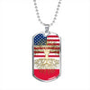 Polish Roots American Grown Poland America Flag Luxury Dog Tag Necklace