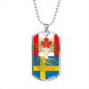 Swedish Roots Canadian Grown Sweden Canada Flag Luxury Dog Tag Necklace