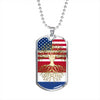 Dutch Roots American Grown Netherlands America Flag Luxury Dog Tag Necklace