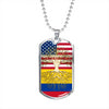 Colombian Roots American Grown Colombia America Flag Luxury Dog Tag Necklace