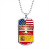 Spanish Roots American Grown Spain America Flag Luxury Dog Tag Necklace