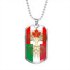 Italian Roots Canadian Grown Italy Canada Flag Luxury Dog Tag Necklace