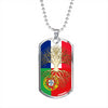 Portuguese Roots French Grown Portugal France Flag Luxury Dog Tag Necklace