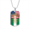 Nigerian Roots American Grown Nigeria America Flag Luxury Dog Tag Necklace