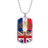 British Roots French Grown UK France Flag Luxury Dog Tag Necklace