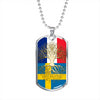Swedish Roots French Grown Sweden France Flag Luxury Dog Tag Necklace