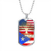 Puerto Rican Roots American Grown Puerto Rico America Flag Luxury Dog Tag Necklace