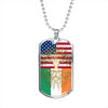Irish Roots American Grown Ireland America Flag Luxury Dog Tag Necklace