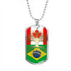 Brazilian Roots Canadian Grown Brazil Canada Flag Luxury Dog Tag Necklace