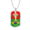 Brazilian Roots Swiss Grown Brazil Switzerland Flag Luxury Dog Tag Necklace