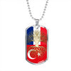 Turkish Roots French Grown Turkey France Flag Luxury Dog Tag Necklace