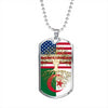 Algerian Roots American Grown Algeria America Flag Luxury Dog Tag Necklace