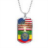 Ethiopian Roots American Grown Ethiopia America Flag Luxury Dog Tag Necklace