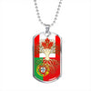 Portuguese Roots Canadian Grown Portugal Canada Flag Luxury Dog Tag Necklace