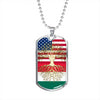 Hungarian Roots American Grown Hungary America Flag Luxury Dog Tag Necklace