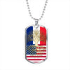 American Roots French Grown America France Flag Luxury Dog Tag Necklace