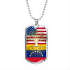 Venezuelan Roots American Grown Venezuela America Flag Luxury Dog Tag Necklace