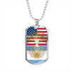 Argentinian Roots American Grown Argentina America Flag Luxury Dog Tag Necklace