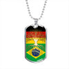 Brazilian Roots German Grown Brazil Germany Flag Luxury Dog Tag Necklace