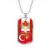 Turkish Roots Canadian Grown Turkey Canada Flag Luxury Dog Tag Necklace