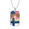 Finnish Roots American Grown Finland America Flag Luxury Dog Tag Necklace