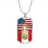 Peruvian Roots American Grown Peru America Flag Luxury Dog Tag Necklace