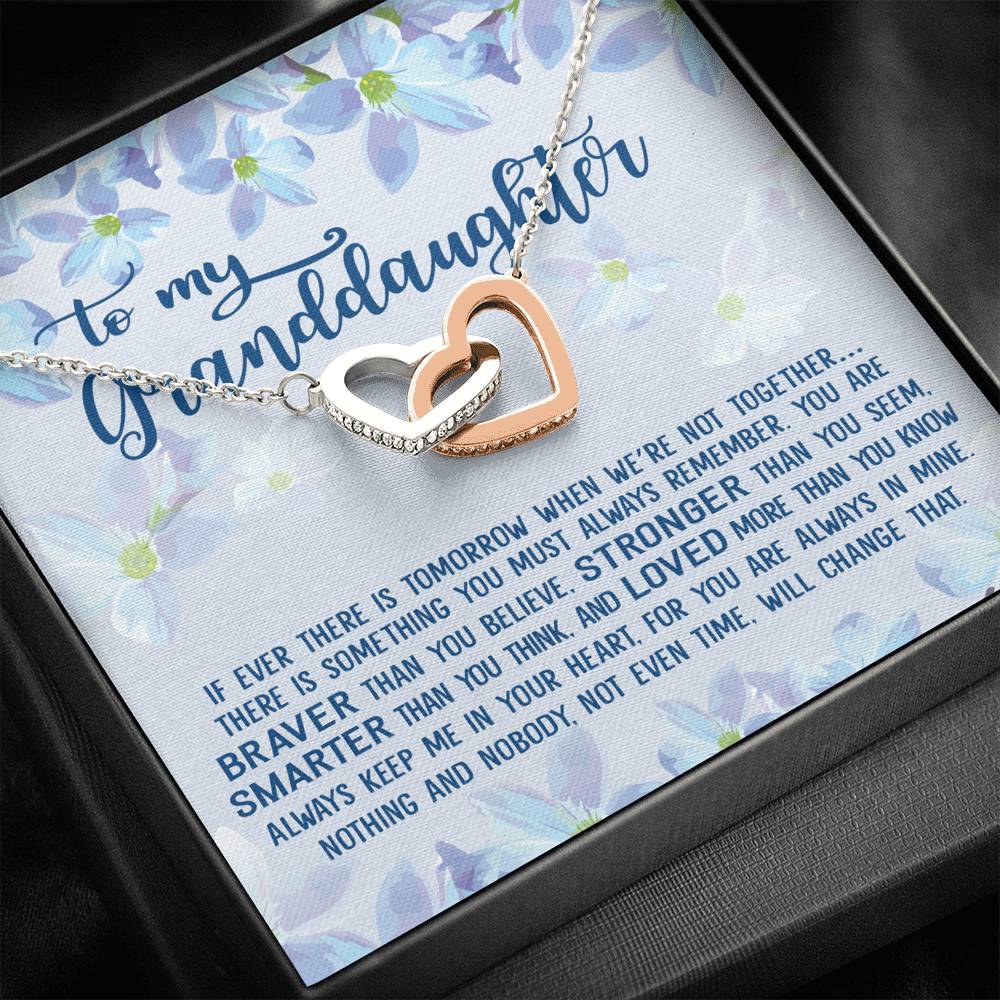 To my Granddaughter Always keep me in your heart Interlocking Heart Necklace