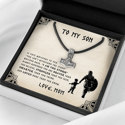 To My Son - The Storm - Shieldmaiden Mom To Son Gift - Viking Hammer